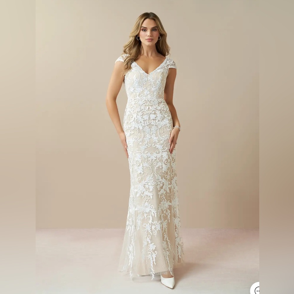 Azazie Bridal Devonna Wedding Dress WD 14 White / Champagne